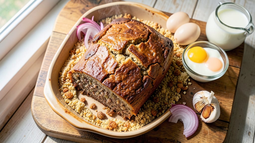 2 Lb Meatloaf Recipe with Bread Crumbs All: Glazed Top Crunch and Juicy Centers