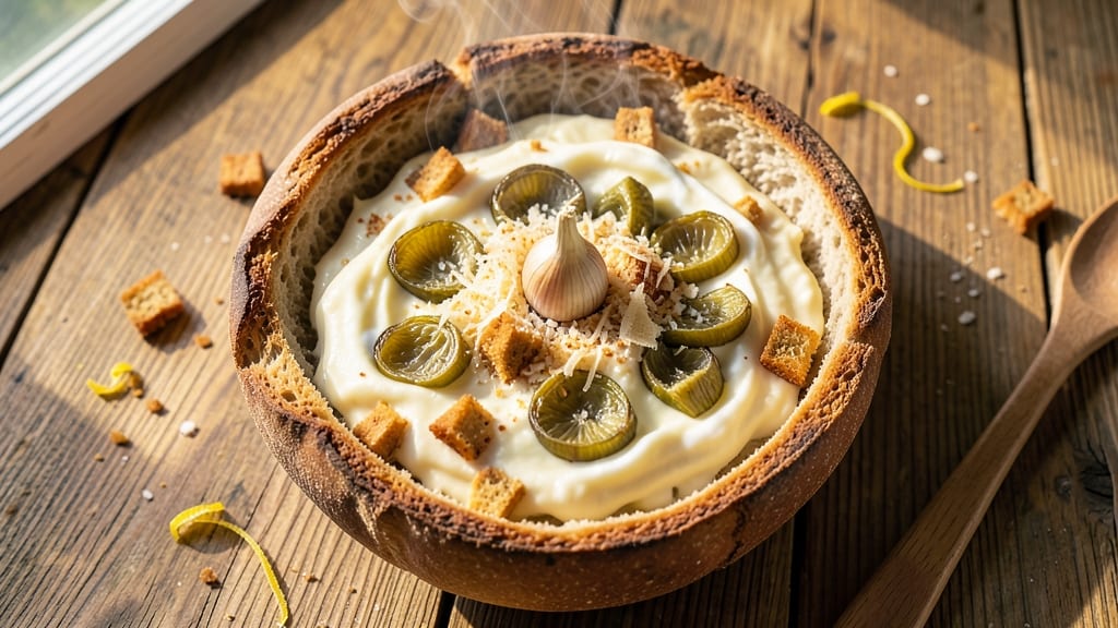 Artichoke Dip in Bread Bowl Recipe: Warm, Gooey Cheese Center With Crusty Edges